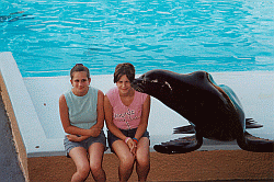 Girls in Florida with a seal